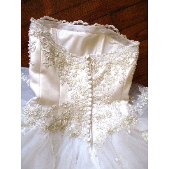 Michaelangelo David's Bridal Wedding Gown Size 2 Beaded Gown T8280 Strapless - Picture 10 of 13